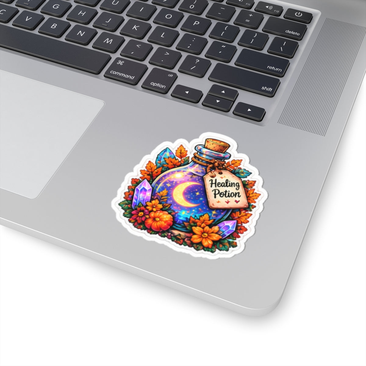 Healing Potion Magical Moon & Crystals Floral Sticker