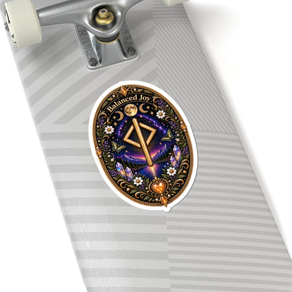 Balanced Joy Rune Sticker — Spiritual Crystal Laptop Kiss-Cut Sticker
