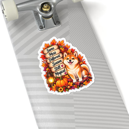 Same Mess Different Season Still Magical Fall Shiba Inu Sticker