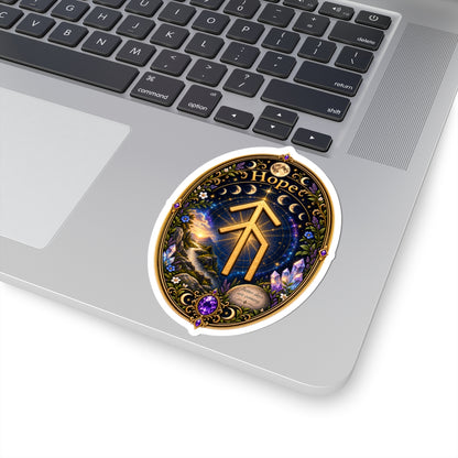Hope Rune Kiss-Cut Sticker — Crystal Moon Phases Decorative Decal