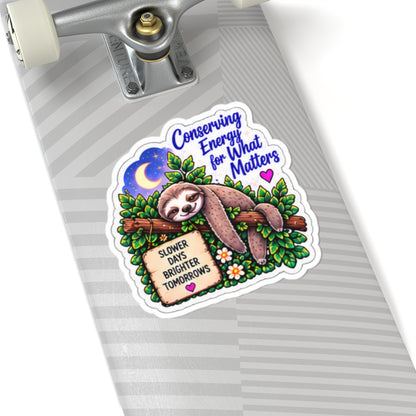 Conserving Energy for What Matters Sloth Kiss-cut Sticker