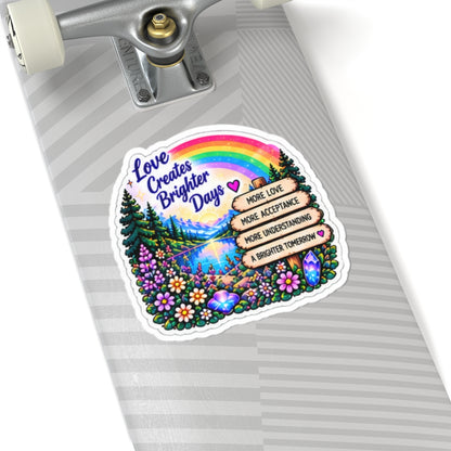 Love Creates Brighter Days Rainbow Nature Sticker (More Love • More Acceptance • More Understanding)