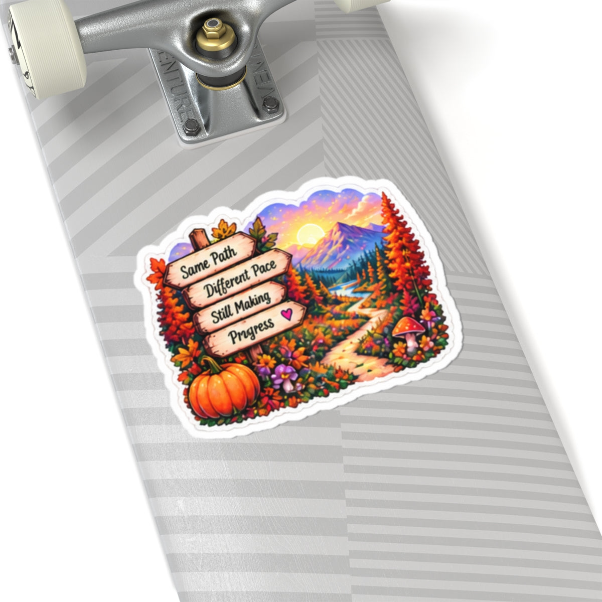 Same Path Different Pace Still Making Progress Inspirational Autumn Trail Sticker