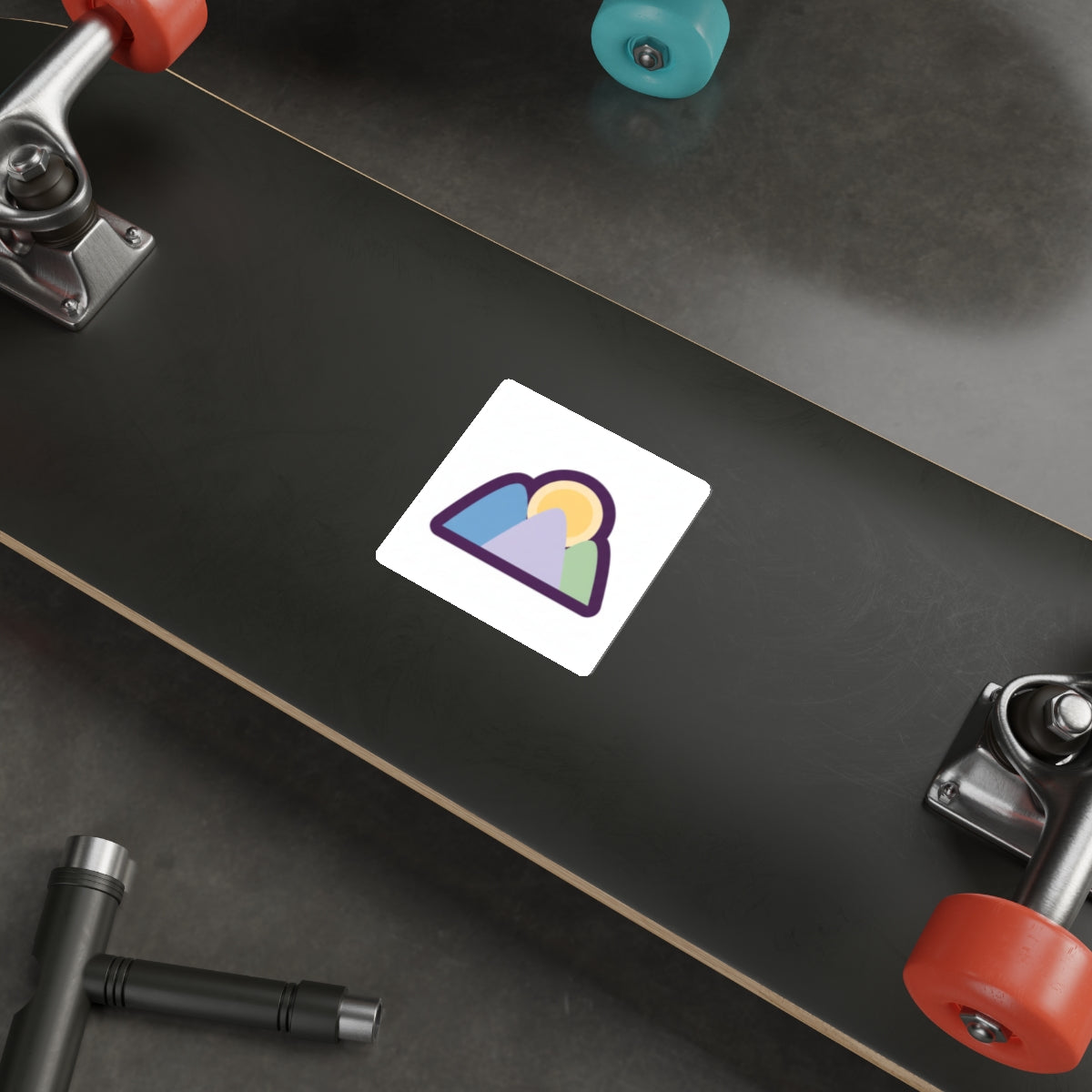 Sunrise Mountains Die-Cut Sticker — Pastel Mountain Adventure Decal