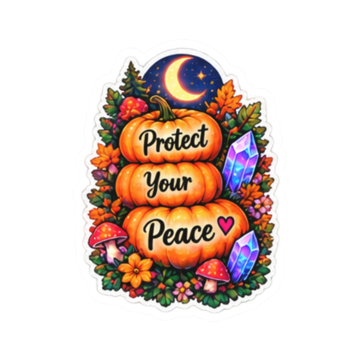 Protect Your Peace Pumpkin Kiss-Cut Sticker