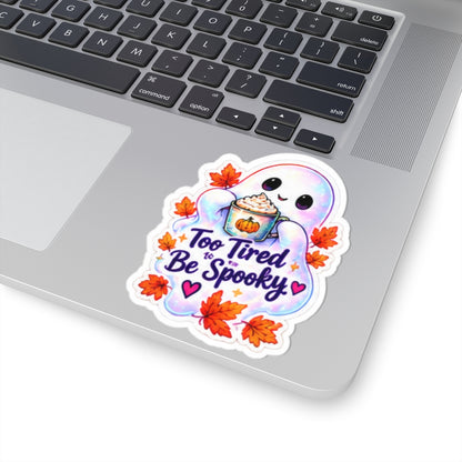 Too Tired to Be Spooky Ghost Sticker