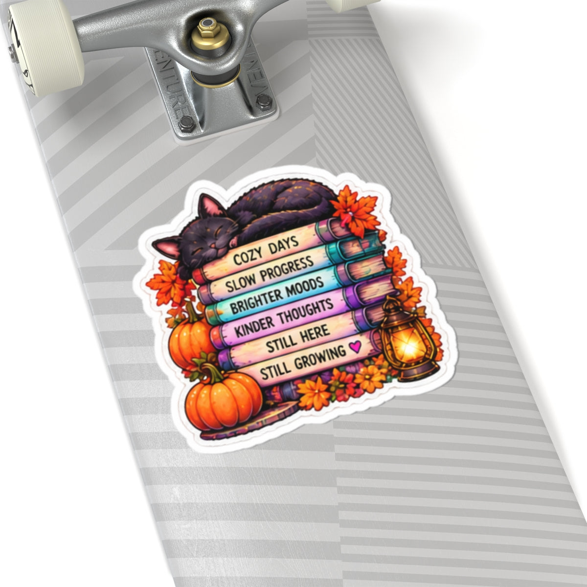 Cozy Days, Slow Progress, Still Growing Autumn Bookstack Sticker