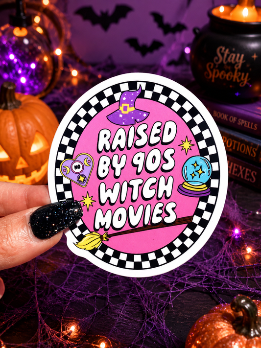Raised By 90's Witch Movies Halloween Sticker