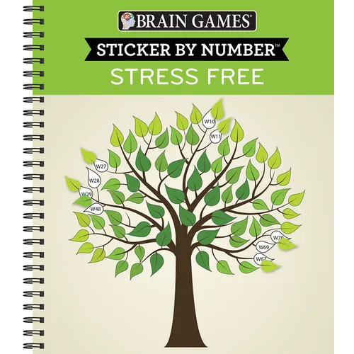 Brain Games - Sticker by Number: Stress Free (28 Images to Sticker) - Spiral