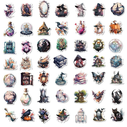 10/30/50PCS Cool Magic Witch Gothic Cartoon Stickers Aesthetic Anime Decals Skateboard Phone Laptop Suitcase Decorative Sticker