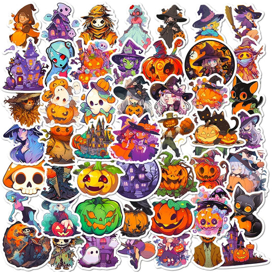 10/30/50pcs Cool Cartoon Halloween Witch Waterproof Stickers Decoration Decals Motorcycle Laptop Phone Luggage Car Sticker Toy