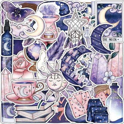 10/30/50pcs Cute Magic Witch Moon Gothic Aesthetic Stickers Art Cartoon Decals Laptop Scrapbook Suitcase Graffiti Sticker Toy